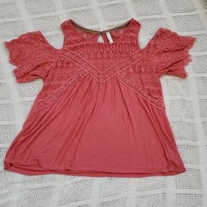 Salmon lace top